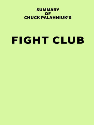 cover image of Summary of Chuck Palahniuk's Fight Club